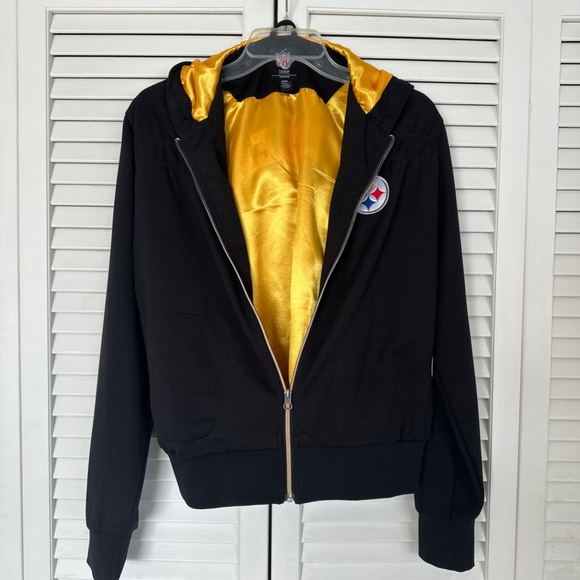 (NOWT) VINTAGE WOMEN'S NFL STEELERS PULL OVER JACKET WITH HOOD , SIZE: MEDIUM - Picture 3 of 13